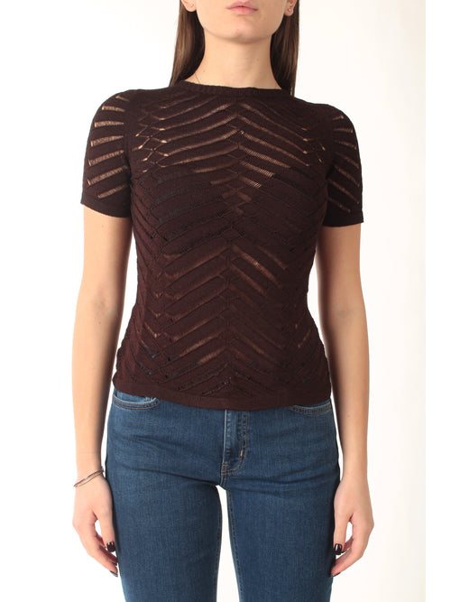 Twinset maglia fitted chevron da donna coffee liqueur