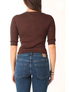 Twinset cardigan in cotone e seta da donna coffee liqueur