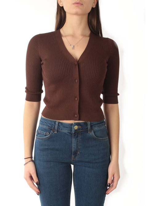Twinset cardigan in cotone e seta da donna coffee liqueur