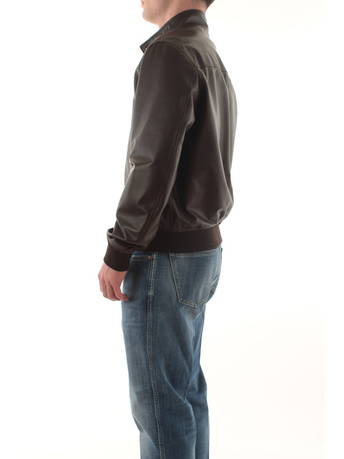 Tagliatore bomber in pelle da uomo nero