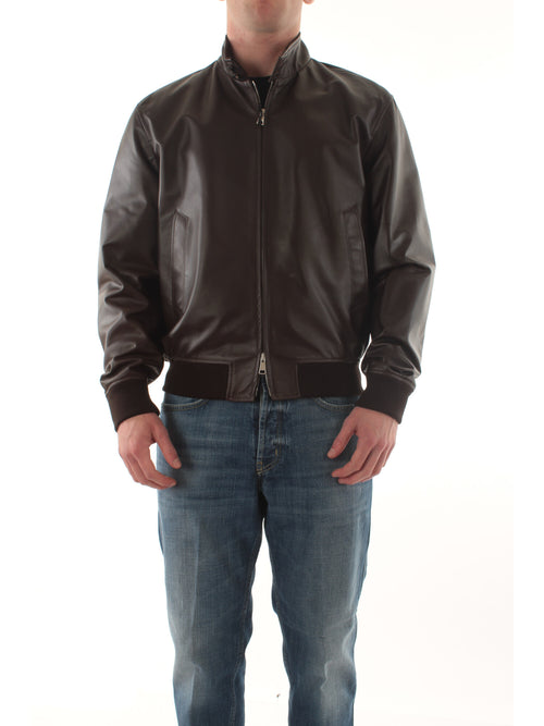 Tagliatore bomber in pelle da uomo nero