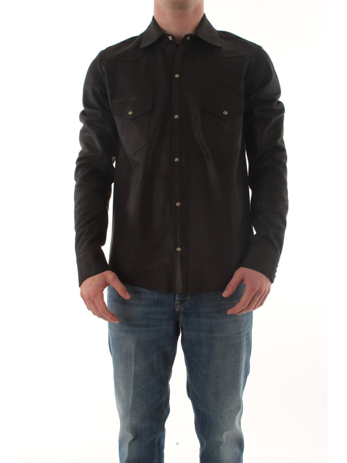 Tagliatore camicia texana con bottoni da uomo nero