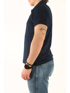 MC2 Saint barth polo in lino da uomo blu navy