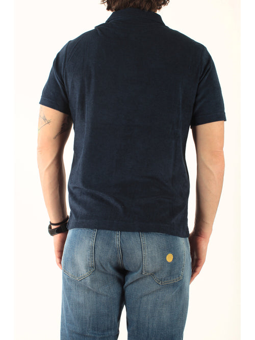 MC2 Saint barth polo in lino da uomo blu navy