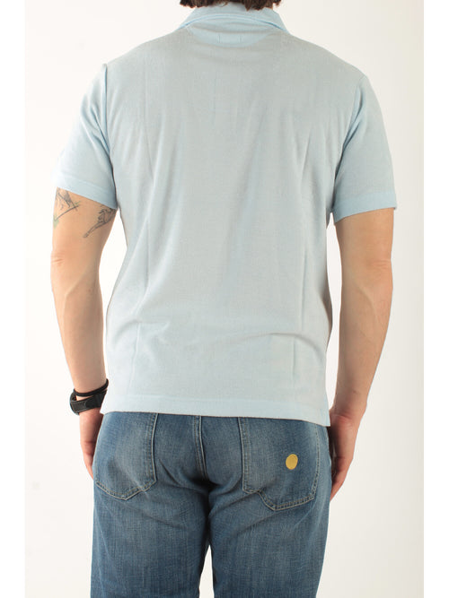 MC2 Saint barth polo in lino da uomo celeste