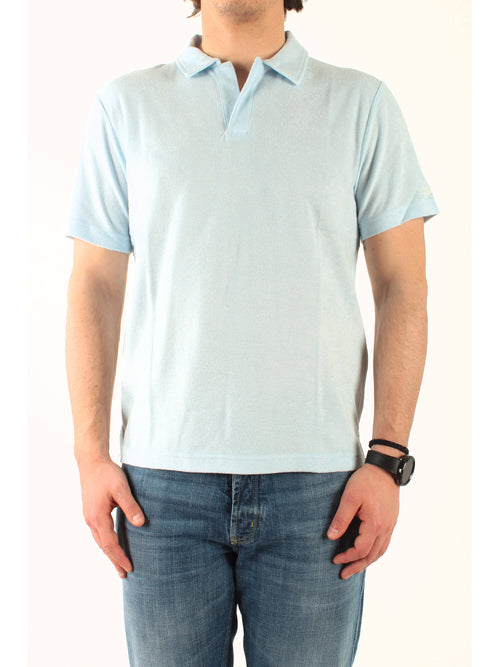 MC2 Saint barth polo in lino da uomo celeste