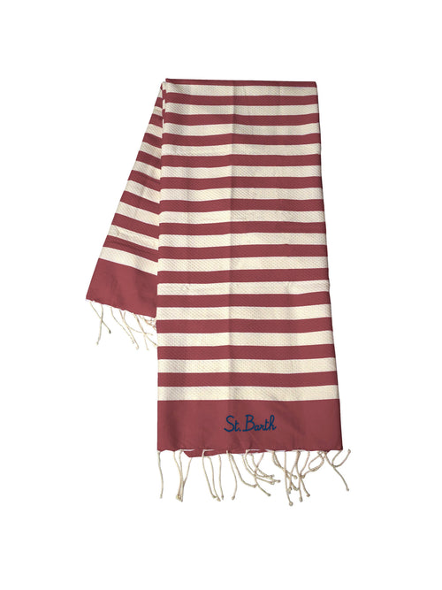 MC2 Saint barth Telo mare in cotone da uomo bianco/bordeaux