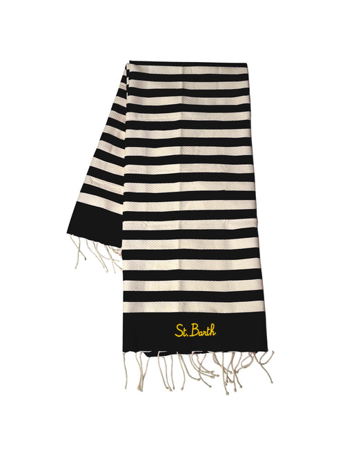 MC2 Saint barth Telo mare in cotone da uomo nero/bianco