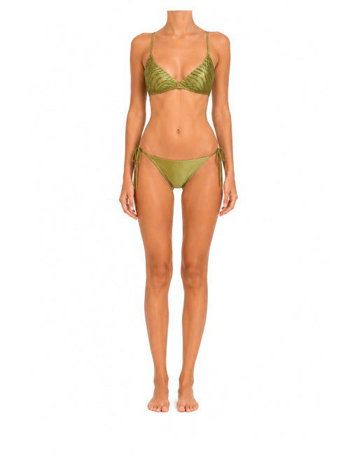 MC2 Saint barth bikini paloma/virgo con strass effetto animalier da donna oliva
