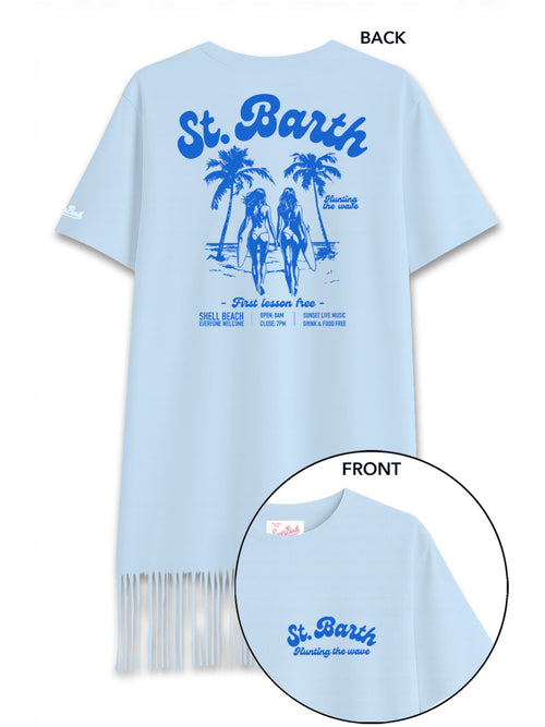 MC2 Saint barth SEREIA abito con frange da donna celeste