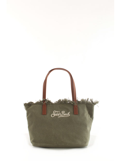MC2 Saint Barth Borsa city medium in canvas da donna verde militare