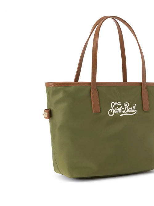 MC2 Saint Barth Borsa city large in nylon da donna verde militare