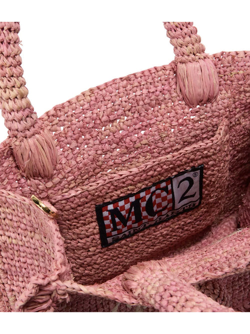 MC2 saint barth borsa Volant mini in raffia da donna rosa