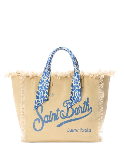MC2 Saint barth borsa vanity regular in canvas con twill da donna fango/blu