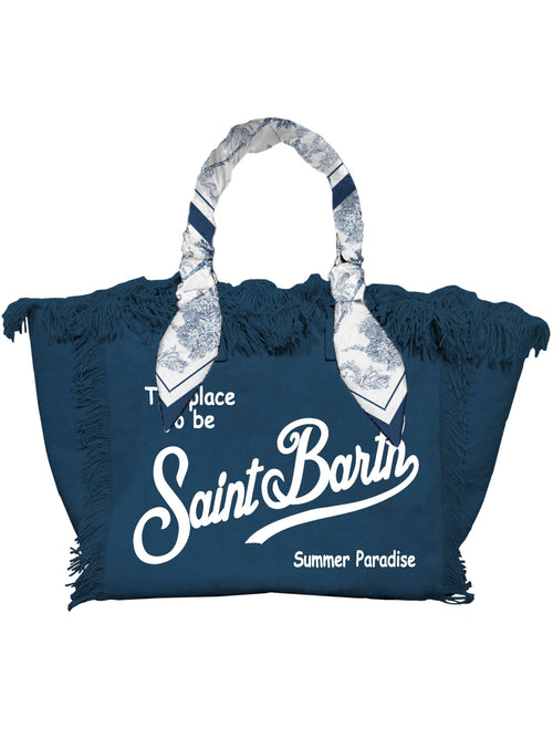 MC2 Saint barth borsa vanity regular in canvas con twill da donna blu