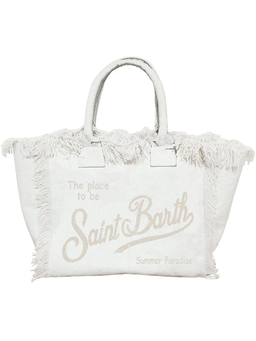 MC2 Saint barth borsa a spalla vanity in canvas da donna bianco