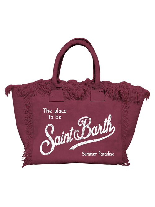 MC2 Saint barth borsa a spalla vanity in canvas da donna bordeaux