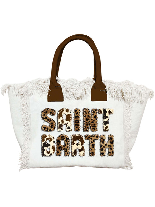 MC2 Saint barth borsa a spalla vanity in canvas da donna leopard
