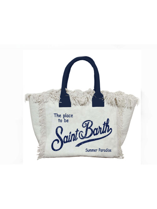 MC2 Saint barth borsa a mano vanity medium in canvas da donna bianco