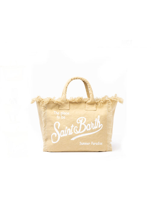 MC2 Saint barth borsa a mano vanity medium in canvas da donna beige