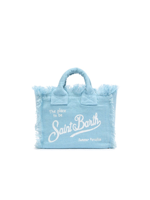 MC2 Saint barth borsa a mano vanity mini in canvas da donna celeste