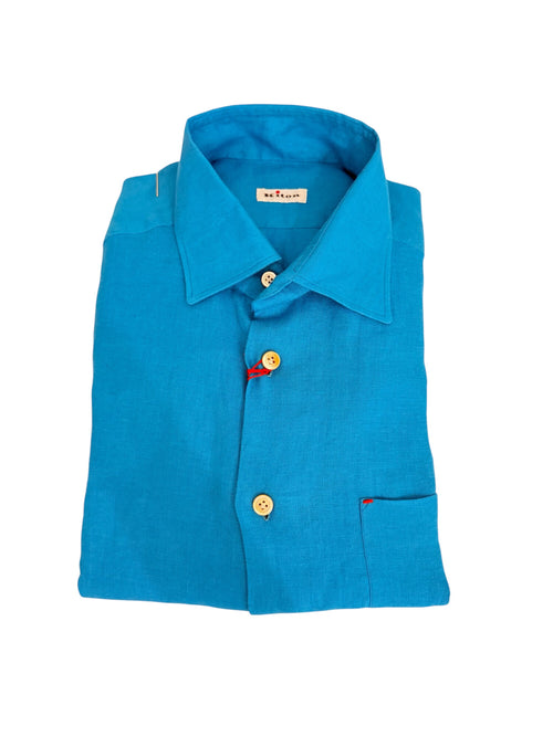 Borriello camicia in lino da uomo azzurro