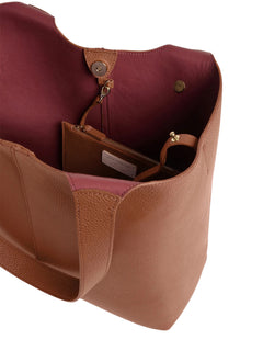 Coccinelle c-easy large borsa da donna in pelle cognac