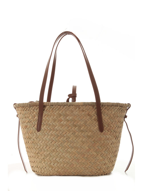 Coccinelle borsa a cestino in rafia da donna natural/cognac