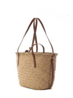 Coccinelle borsa a cestino in rafia da donna natural/cognac
