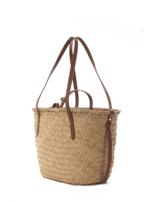 Coccinelle borsa a cestino in rafia da donna natural/cognac