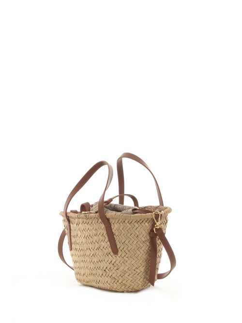 Coccinelle borsa a cestino in rafia da donna natural/cognac