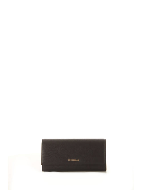 Coccinelle METALLIC SOFT LARGE portafoglio in pelle da donna nero