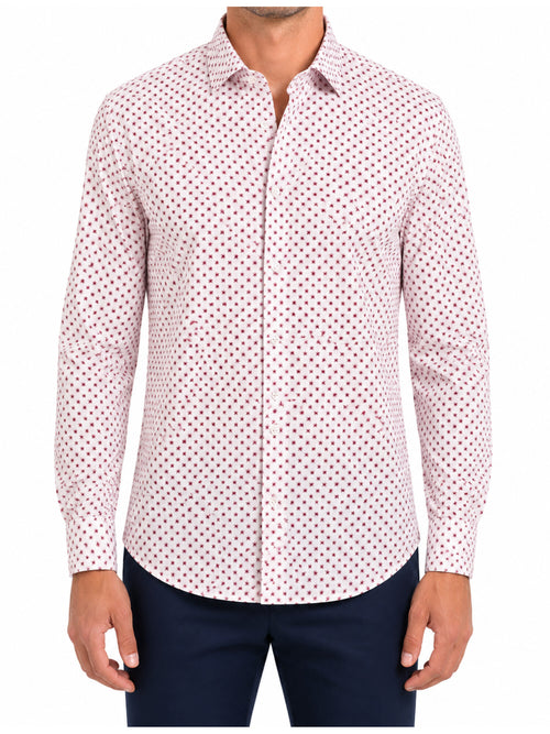 Fedeli camicia fantasia da uomo bianco/rosa