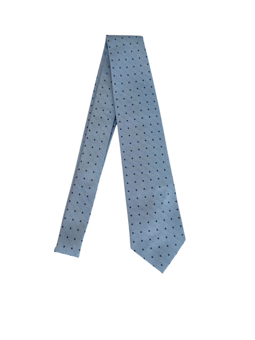 Kiton cravatta 7 pieghe in seta stampata da uomo celeste