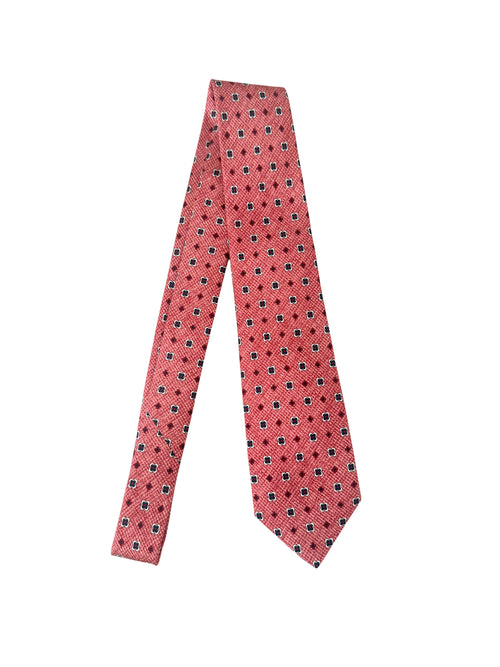 Kiton cravatta 7 pieghe in seta stampata da uomo rosa