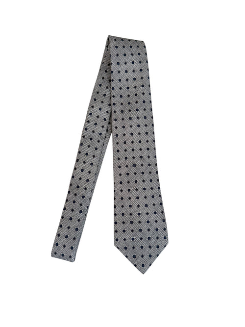 Kiton cravatta 7 pieghe in seta stampata da uomo grigio