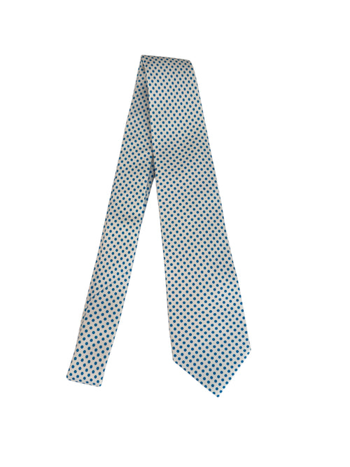 Kiton cravatta 7 pieghe in seta stampata da uomo bianco