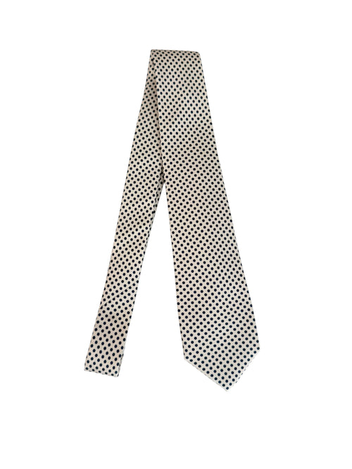 Kiton cravatta 7 pieghe in seta stampata da uomo bianco
