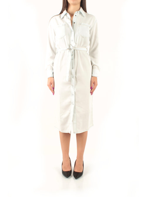 Patrizia Pepe Abito chemisier lungo in denim leggero da donna super bleach tencel