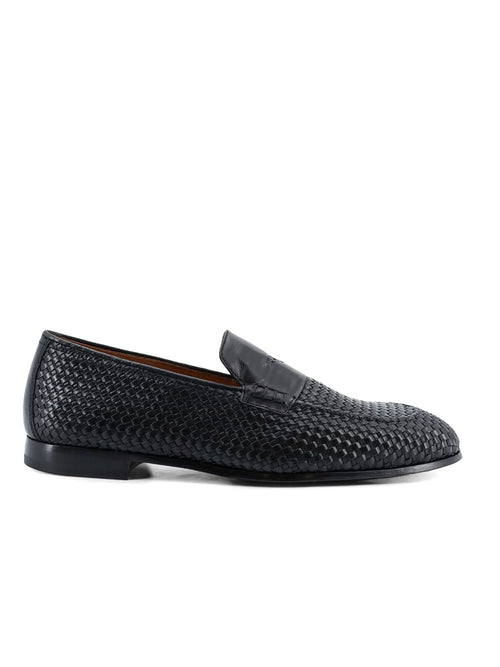 Doucal's mocassino in pelle intrecciata da uomo blu