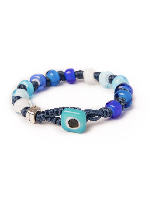 Aua bracciale vetro blu/bianco unisex,PALAU