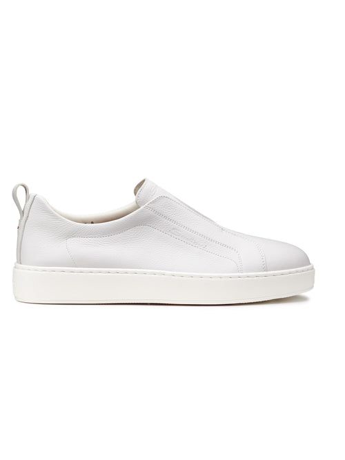 Santoni Sneaker slip-on in pelle da uomo bianca