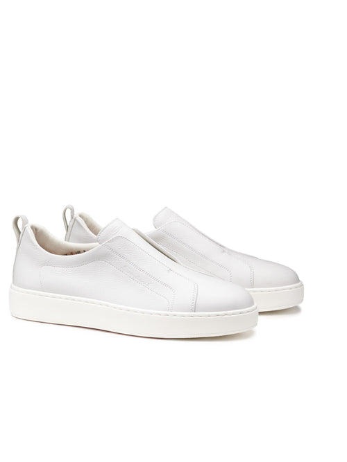 Santoni Sneaker slip-on in pelle da uomo bianca