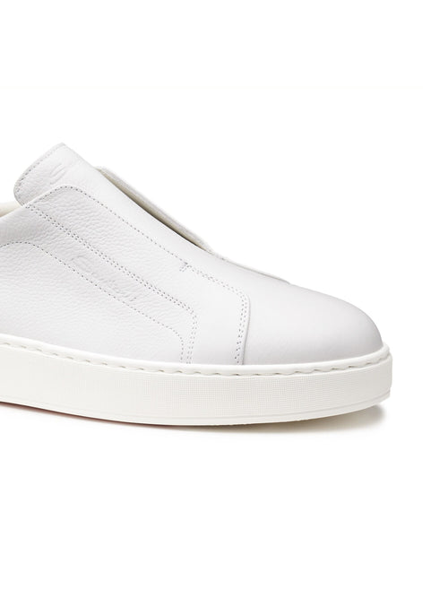 Santoni Sneaker slip-on in pelle da uomo bianca