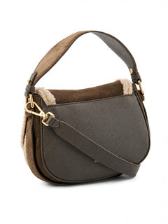 Coccinelle borsa Mavery small in suede fango da donna