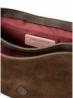 Coccinelle borsa Mavery small in suede fango da donna