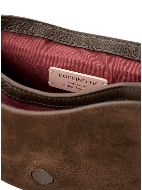 Coccinelle borsa Mavery small in suede fango da donna