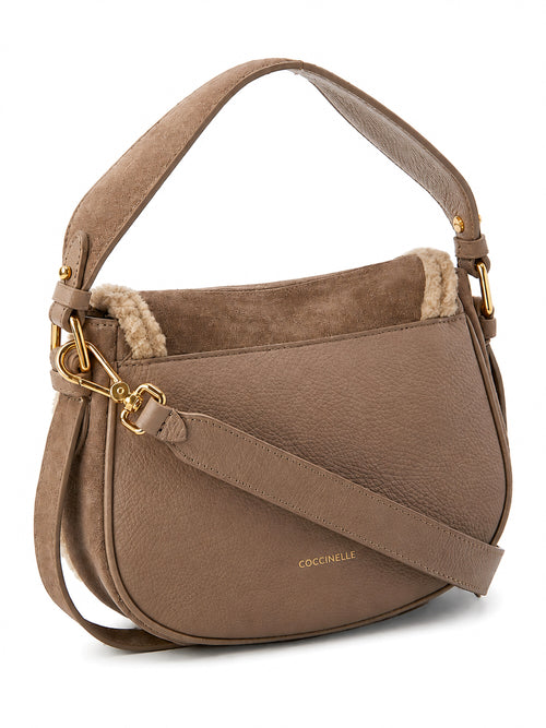 Coccinelle borsa Mavery large in suede toupe da donna