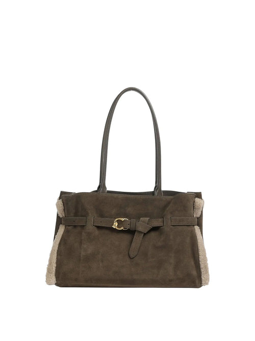Coccinelle Sabine large borsa da donna in suede fango