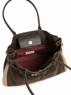 Coccinelle Sabine large borsa da donna in suede fango